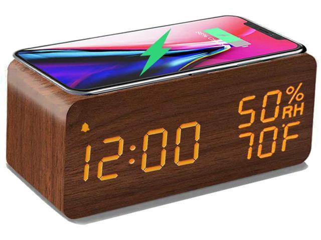 LED Digital Snooze Alarm Clock With USB Port For Phone Charger Touch-Activited 