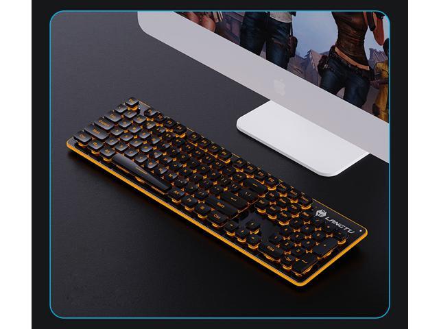 CORN Gaming Keyboard Slient Wired Keyboard with Orange LED Backlit for Windows PC Office and Working (Black, 104 Keys)