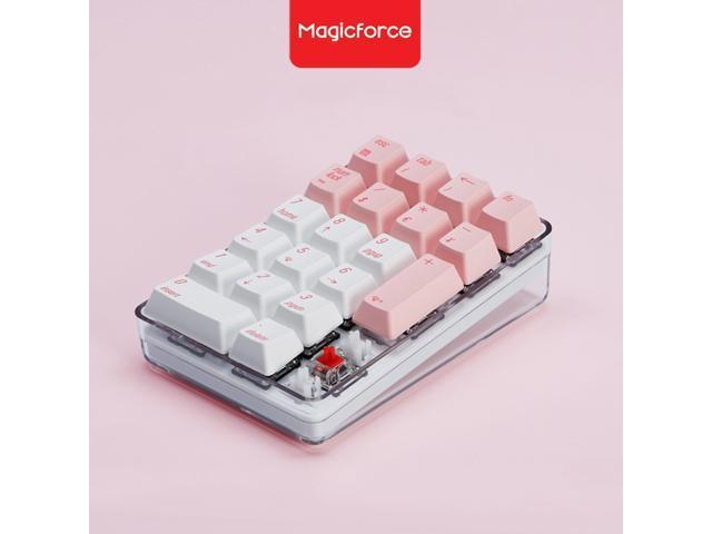 Mechanical Numeric Keypad GATERON Brown Switch Wired Gaming Keypad Crystal Case White Backlit 21 Keys Mini Numpad Portable Keypad Extended Layout Pink Magicforce by Qisan