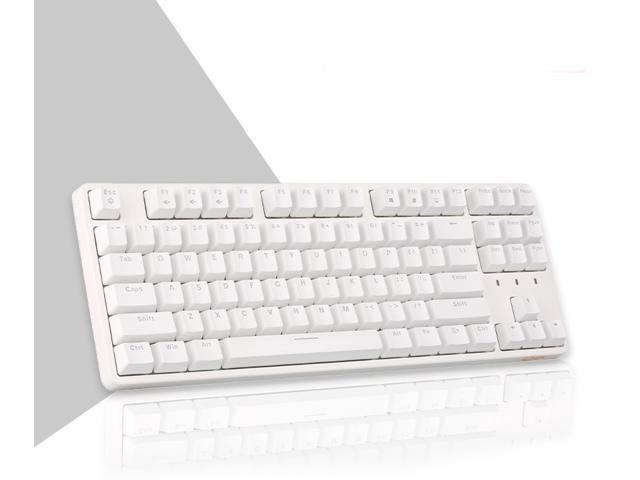 CORN Wired Compact 87 Keys Mechanical Keyboard,ABS-White,Blue Switch