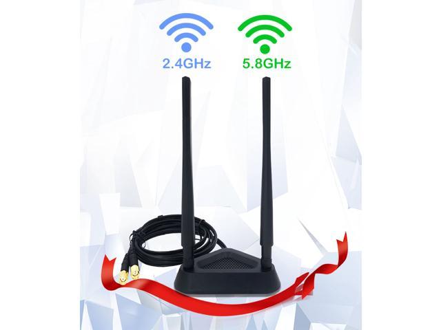 CORN 2.4GHz 5GHz Dual Band 8 dBi WiFi Antenna, Omni SMA WiFi Antenna Magnetic Base with 4 ft Extension Cable