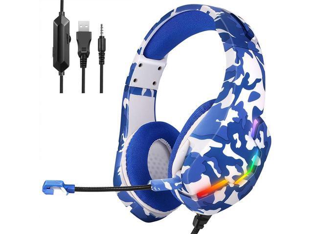 CORN J10 Wired Gaming Headset with Noise Cancelling Mic, 3.5mm+USB 40mm Drive Headphone, RGB LED Light for Computer Phone New Xbox One Laptop