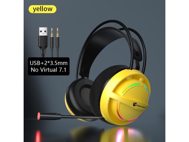 CORN Wired Gaming Headset with Microphone,7.1 Surround Sound, 50MM Drivers, RGB Glare, USB/3.5mm Computer Game Headphones PC Laptop Xbox