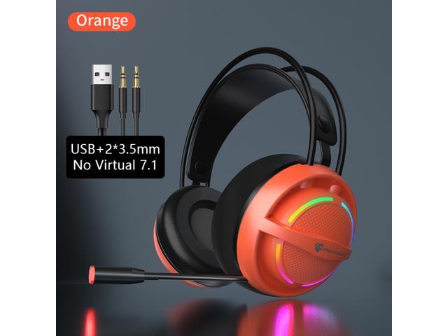 CORN Wired Gaming Headset with Microphone,7.1 Surround Sound, 50MM Drivers, RGB Glare, USB/3.5mm Computer Game Headphones PC Laptop Xbox