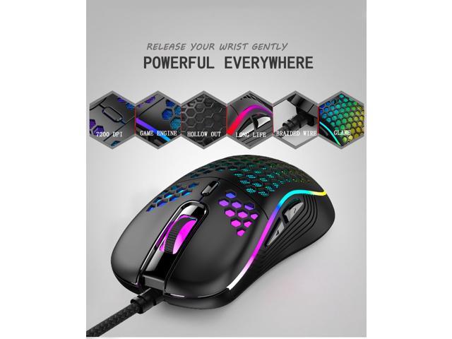  Honeycomb Wired Gaming Mouse, RGB Backlight and 7200 Adjustable  DPI, Ergonomic and Lightweight USB Computer Mouse with High Precision  Sensor for Windows PC & Laptop Gamers (Black) : Video Games