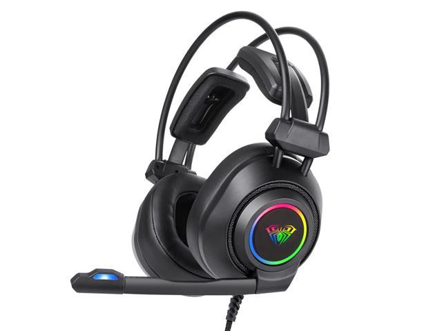 CORN Gaming Headset 7.1 Channel USB Wired Gaming Headset, 50mm Drivers, LED  Lights, Bass Stereo Sound Headphone Earphones with Mic for PS4 Computer PC  