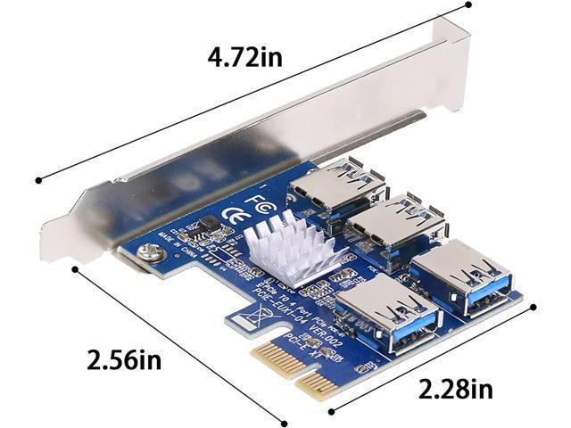 Ubit 1 to 4 PCI-E Riser Extender for Bitcoin\Litecoin\ ETH Coin 4 in 1 PCI-E Riser Adapter Board USB3.0 PCI-E Rabbet Ethereum Mining ETH 4 in 1 