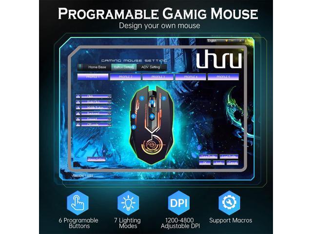 UHURU WM-02Z Wireless Gaming Mouse, 2.4G Wireless Rechargeable