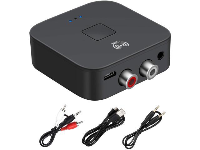 Bluetooth 5.0 Transmitter Receiver Bluetooth Audio Adapter 2-in-1 Mini Portable RCA AUX Digital Optical 3.5mm Wireless Audio Adapter for TV/Home/PC/Car Stereo System/Wired Speakers Black 
