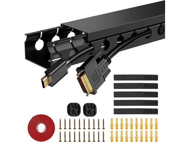 Updated Cable Raceway Kit - 31 (2X15.4) Inch Open Slot Wire Covers for  Cords, Under Desk Cable Management System to Hide Under