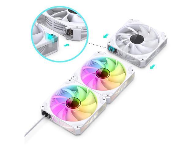 JONSBO ZG-120 ARGB 3 in 1 CPU Fan 5V 3 Pin PC Case Fan, Motherboard AURA  SYNC,Magic Interface, Wire-free Splicing, Shock Reduction and Low Noise,  Hydraulic Bearing, 120*120*25mm, White 