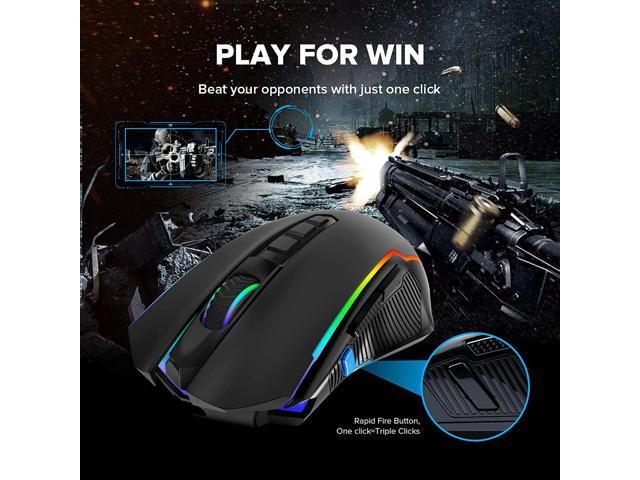  Redragon Gaming Mouse, Wireless Mouse Gaming with 8000 DPI, PC Gaming  Mice with Fire Button, RGB Backlit Programmable Ergonomic Mouse Gamer,  Rechargeable, 70Hrs for Windows, Mac Gamer, Black : Redragon: Video