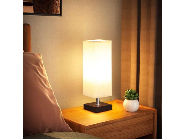 YIEONSHION Small Table Lamp for Bedroom Bedside Lamps for Nightstand  Minimalist Solid Wood Desk lamp for Kids Room Living, 5 Level Dimmable  Light & 3