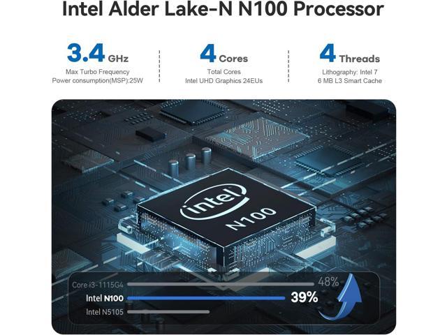 Beelink EQ12 Mini PC, Intel 12th Gen Alder Lake-N100(Up to 3.4GHz), 16GB  DDR5 RAM 500GB PCIe3.0 x1 SSD, Mini Desktop Computer Support 4K Triple