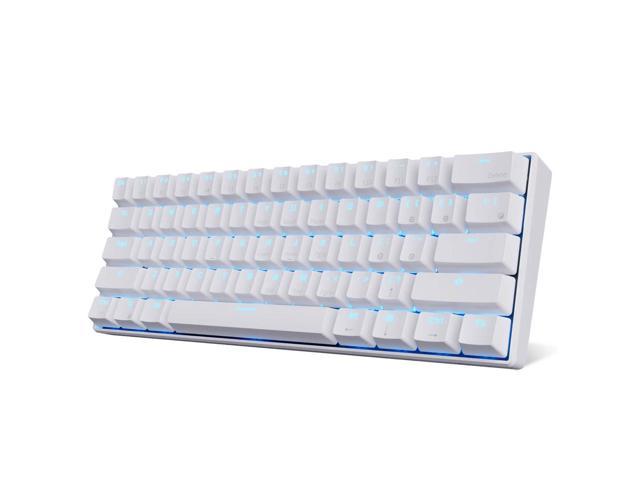 CORN 60 keyboard RK61 Bluetooth 5.0 Wired/Wireless 61 Keys Multi-Device LED Backlit Gaming/Office Mechanical Keyboard for iOS, Android, Windows and Mac with Rechargeable Battery , Red Switch - White