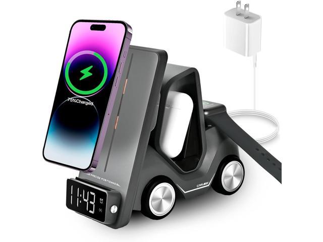 6 in 1 Forklift Wireless Charging Station, fast Multifunctional Wireless  Desktop Charger Stand for iPhone 15/14/13/12 Series, AirPods Pro/3/2, Apple  Watch/iWatch Support Alarm Clock Light (Grey) 