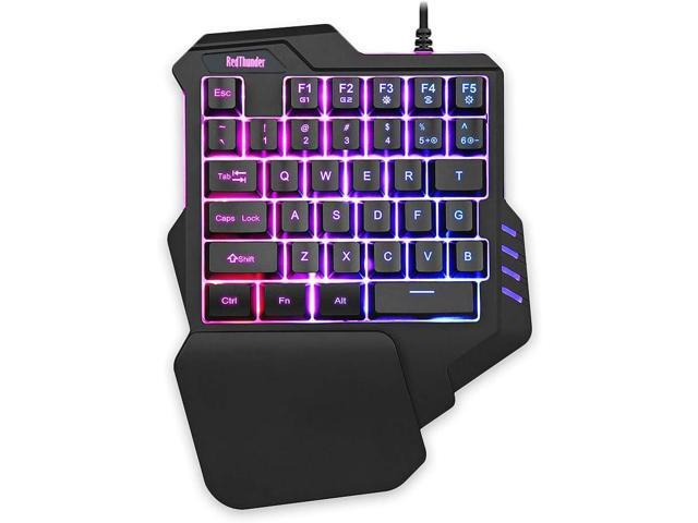 Corn Electronics One Handed Gaming Keyboard RGB Backlit 35 Keys Portable Mini Gaming Keypad Ergonomic Game Controller for PC Gamer