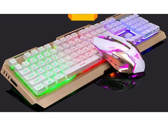 CORN V1 All Non-conflicting  Keys, Ergonomic Design, Cool Exterior Breathing Backlit Wired Mechanical Keyboard And 3200DPI Gaming Mouse Combo For Office And Game - Gold