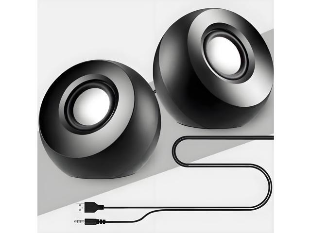 CORN 3.5mm Mini Computer Speakers, Powered by USB (Black)
