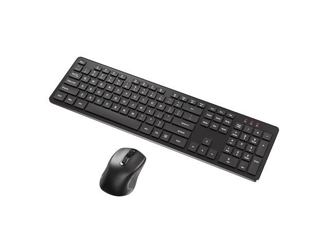 2.4GHz Full Size Wireless Keyboard and Mouse Combo, Ergonomic Design Compatible with Windows and Linux, 800/1200/1600 DPI - Plug and Play
