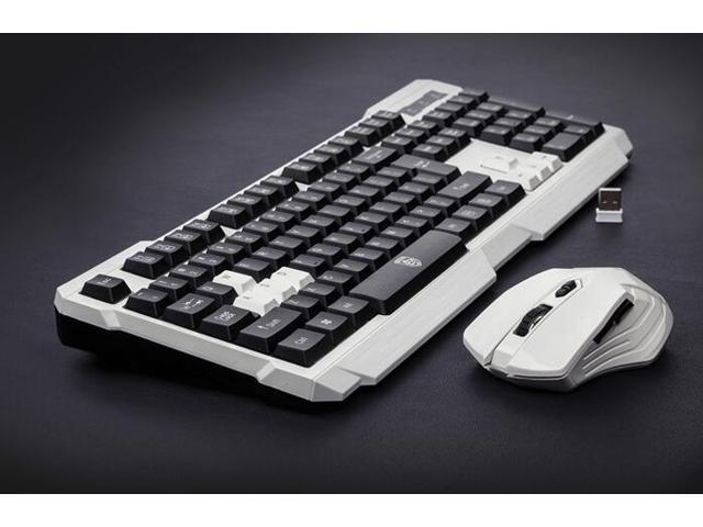 CORN Black & White Multimedia Gaming Keyboard & Mouse With USB RF 2.4GHz  Wireless HTPC, Anti-Ghosting Feature, Water-Proof Design, Mute Effect and  