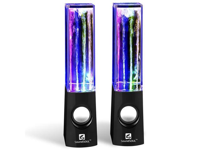 CORN Water Dancing Speakers Light Show Water Fountain Speakers LED Speakers  (3.5mm Audio Plug, 4 Colored LED Lights, Portable Speakers) - Black 