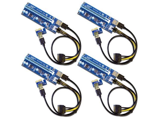4-Pack Ver006C Mining Dedicated PCIe Riser Cable Card Riser Adapter Cryptocurrency PCI Express 1X to 16X Extender Mining Rig 60cm USB 3.0 6Pin Power