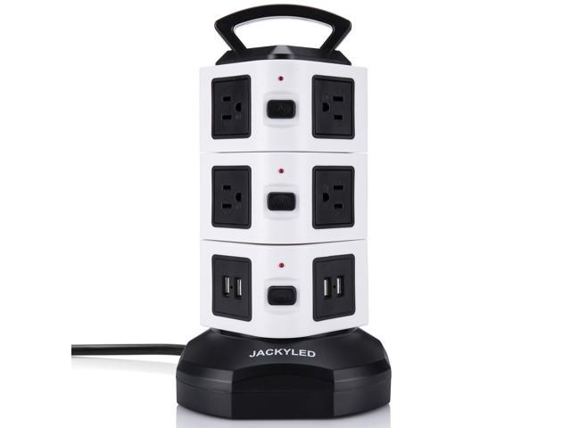 Multi Plug Outlet with 10Ft Long Extension Cord Keedox Power Strip Tower Surge Protector 8 Outlet 4 USB Ports Electric Charging Station