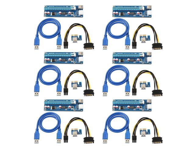 USB 3.0 PCI-E Riser Mining Card VER 006C 16X To 1X Powered Adapter 006C 6 Pack 