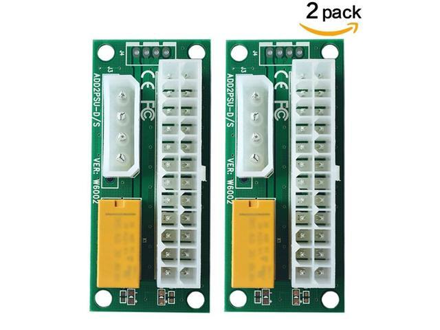 BAY Direct 2-Pack Add2PSU Multiple Power Supply Adapter ATX 24Pin to Molex 4Pin and Daisy Chain Connector-Ethereum Mining ETH Rig Dual Power Supply Connector 