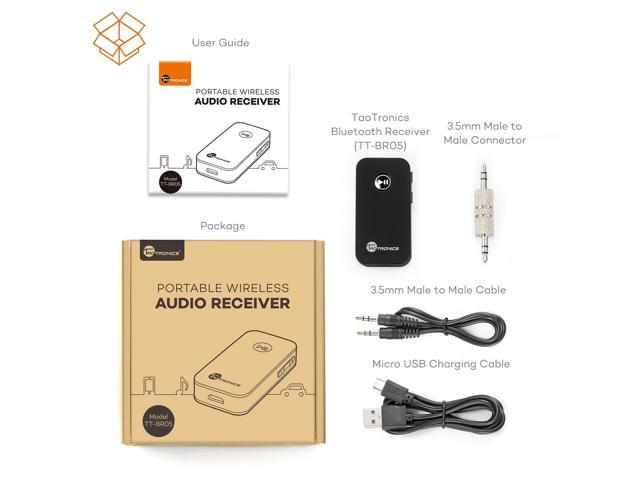 TaoTronics Portable Wireless Car Aux Adapter 3.5mm Stereo Car Kits Bluetooth Audio Adapter for Home Sound System 