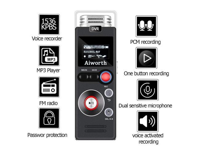 RECJOY 16GB Digital Voice Activated Recorder for Lectures Meetings,Metal Recording Device with Playback,USB,MP3 