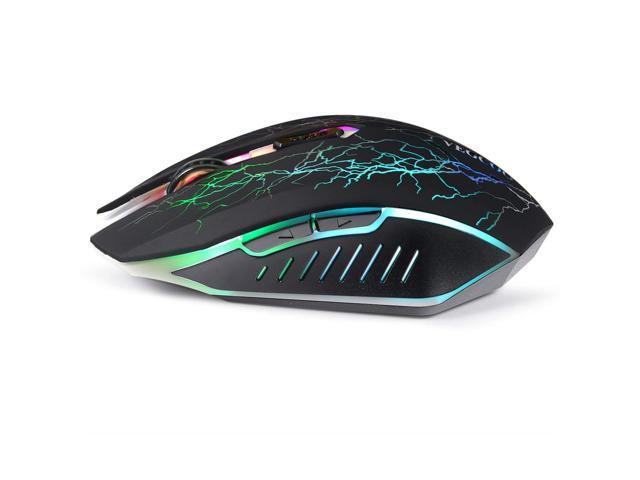 Wireless Gaming Mouse, VEGCOO C8 Silent Click Wireless Rechargeable Mouse  with Colorful LED Lights and 2400/1600/1000 DPI 400mah Lithium Battery for  