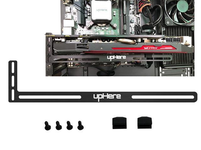 upHere Graphics Card GPU Brace Support Video Card Sag Holder/Holster  Bracket, Anodized Aerospace Aluminum, Single or Dual Slot Cards(Black)
