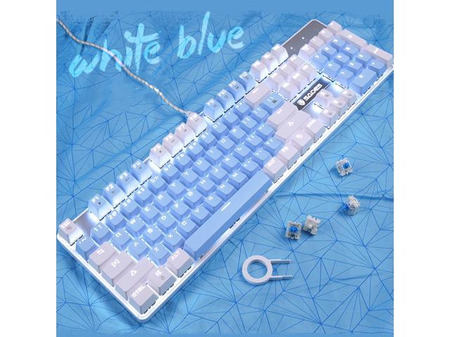 roem Sympathiek sap CORN Ergonomic Design, All 104 Non-conflicting keys Cool Exterior With 8  White Backlit Modes, USB Wired Blue Mechanical Gaming Keyboard - Blue and  White - Newegg.com