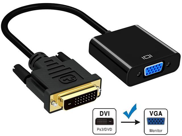 DVI D Male To VGA Female Socket Adapter Converter VGA to DVI//24+1 Pin Male to VGA Female Adapter Converter-Black-1 Size