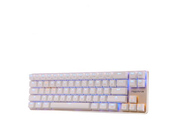 Magicforce 68 Keys Mini Gaming Mechanical Keyboard Blue Switch White Silver 