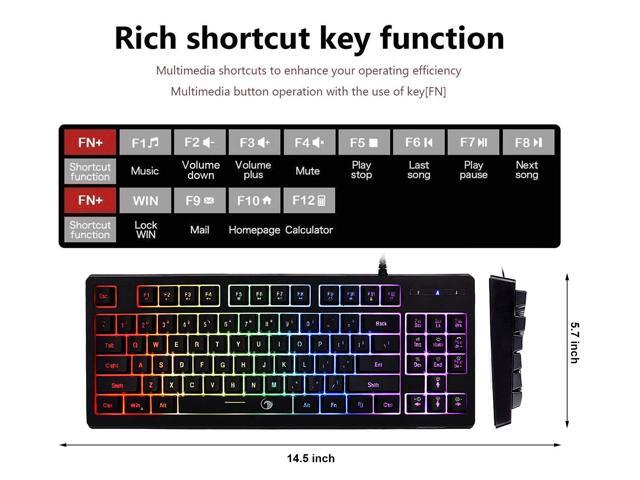 USB Wired All-Metal Panel 25 Keys Anti-ghosting Computer Keyboard 104 Keys PIPA Membrane Gaming Keyboard L1 White//Silver Rainbow LED Backlit Quiet Keyboard for Office