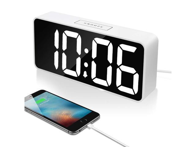 Dual USB Charging Port for Smart Phones and Tablets Mains Powered Clock for Bedrooms Bedside REACHER Large Digital Alarm Clock with Full Range Brightness Dimmer