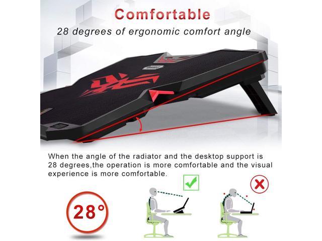 Fan and Light can be Adjusted Independently - Green Dual USB 2.0 Ports Gaming Laptop Cooling Pad Adjustable Height at 1400 RPM fits 12-17- Vanble 5 Fans Cooler Pad with LED Lights