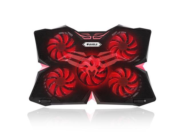 CORN 5 Fans Gaming Laptop Cooling Pad for 12"-17" Laptops with LED Lights, Dual USB 2.0 Ports, Adjustable Height at 1400 RPM, Red - Fan and Light can be Adjusted Independently