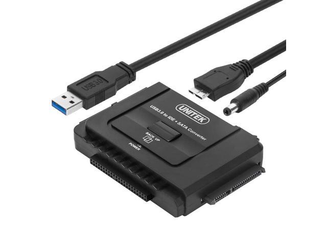 klo tonehøjde høg UNITEK USB 3.0 to IDE & SATA Converter External Hard Drive Adapter Kit for  Universal 2.5/3.5 HDD/SSD Hard Drive Disk, One Touch Backup Function and  Restore Software, Included 12V/2A Power Adapter -