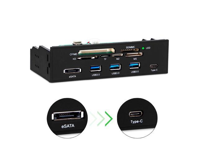 CORN STW 5.25" Internal Card Reader Media Multi-Function Front Panel Type-C & 3.0 Support CF SD,MS,XD,M2 MSO, eSATA Adapter Card