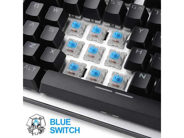 Hcman Clavier Mécanique Gamer USB LED Rétro-éclairé Blue Commutateurs,US Layout Mechanical Keyboard Blue Switches,PC Gaming Keyboard,21 Modes de Rétroéclairage 