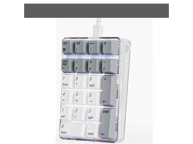 Brown Switch Mechanical USB Wired Numeric Keypad with White Backlit 21-Key Numpad for Laptop Desktop Computer PC White Number Pad 