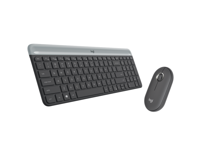 Logitech MK470 2.4 GHz Wireless Silent Keyboard and Mouse Combo,Pebble Edge Shape Design - Black