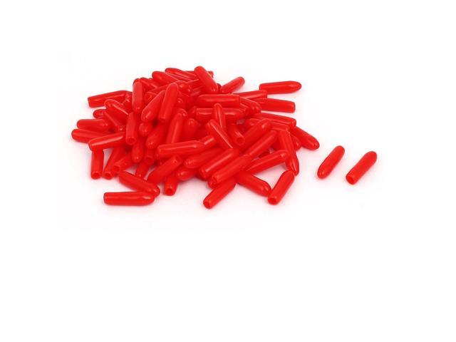 6.5mm Inner Dia Rubber Insulated End Cap Screw Thread Protector Cover Red 100pcs 