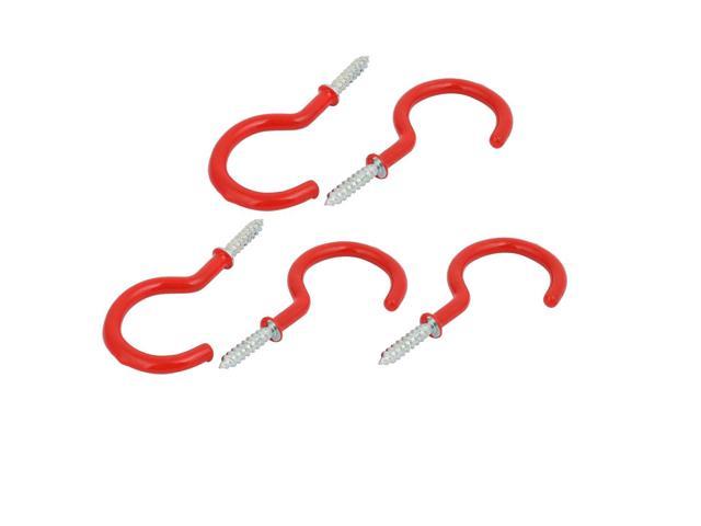 2 Inch Plastic Coated Screw In Open Cup Ceiling Hooks Hangers Red 5pcs