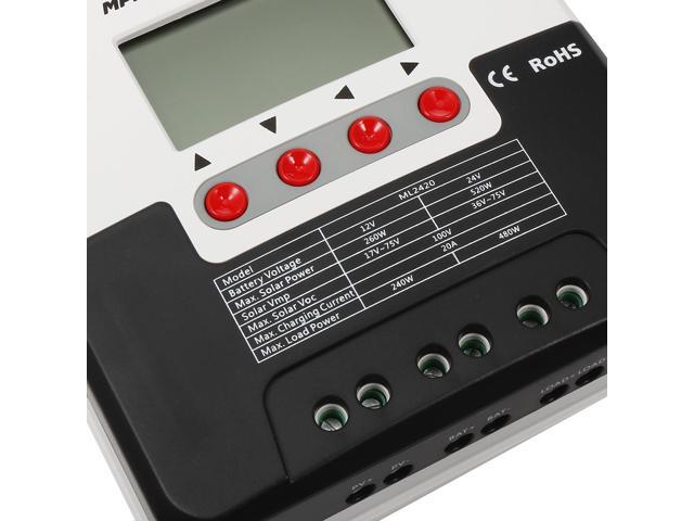 SR-ML2420 12V//24V 20A MPPT Solar Charge Controller LCD Intelligent Panel Tracer