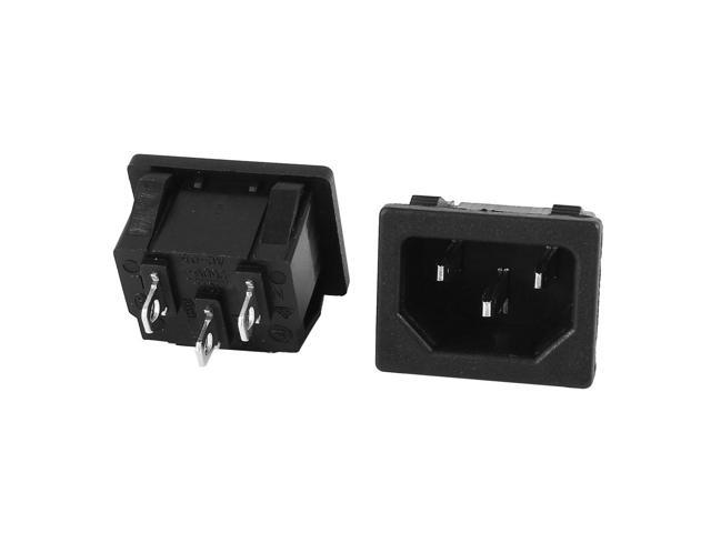 2pcs Black 3 Pin Female Ac Power Socket 10a 250v Ac High Quality Isp Paris